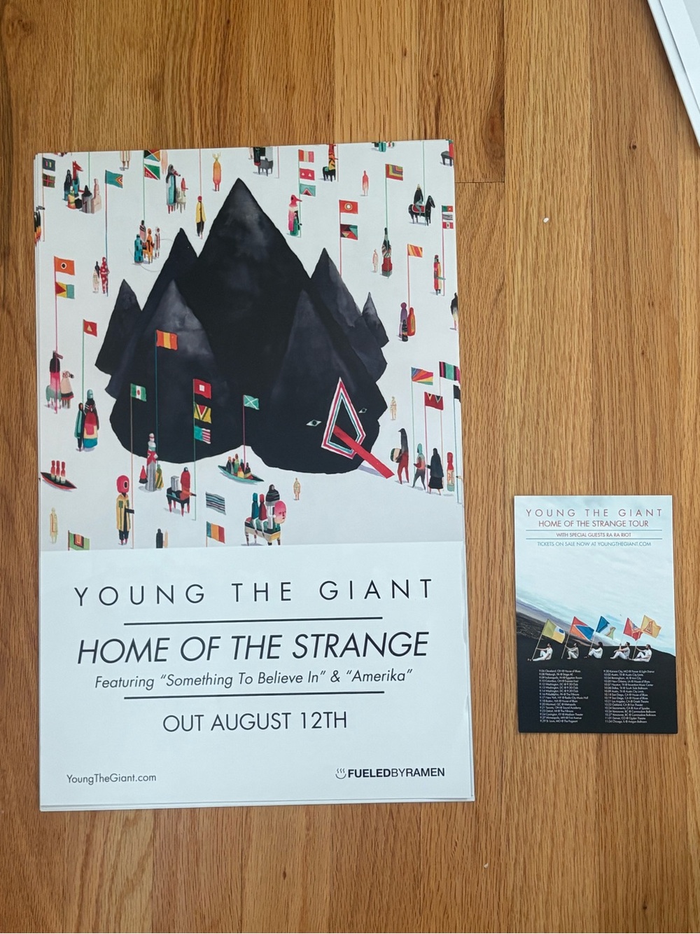 Young The Giant band bundle - double-sided album promo poster and tour card
